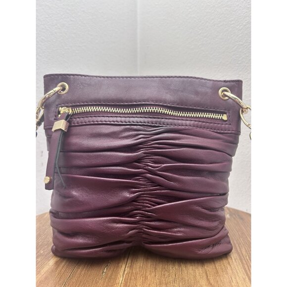 Vintage Etienne Aigner - Ruched Leather Crossbody - Burgundy - Picture 4 of 6